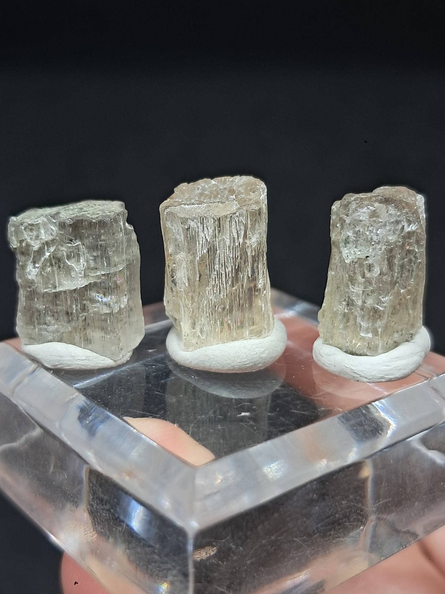 Set of 3 Fluorescent Scapolite Crystals (Karur) UV Reactive | Rough Stone | Natural Mineral Specimen #SCP23
