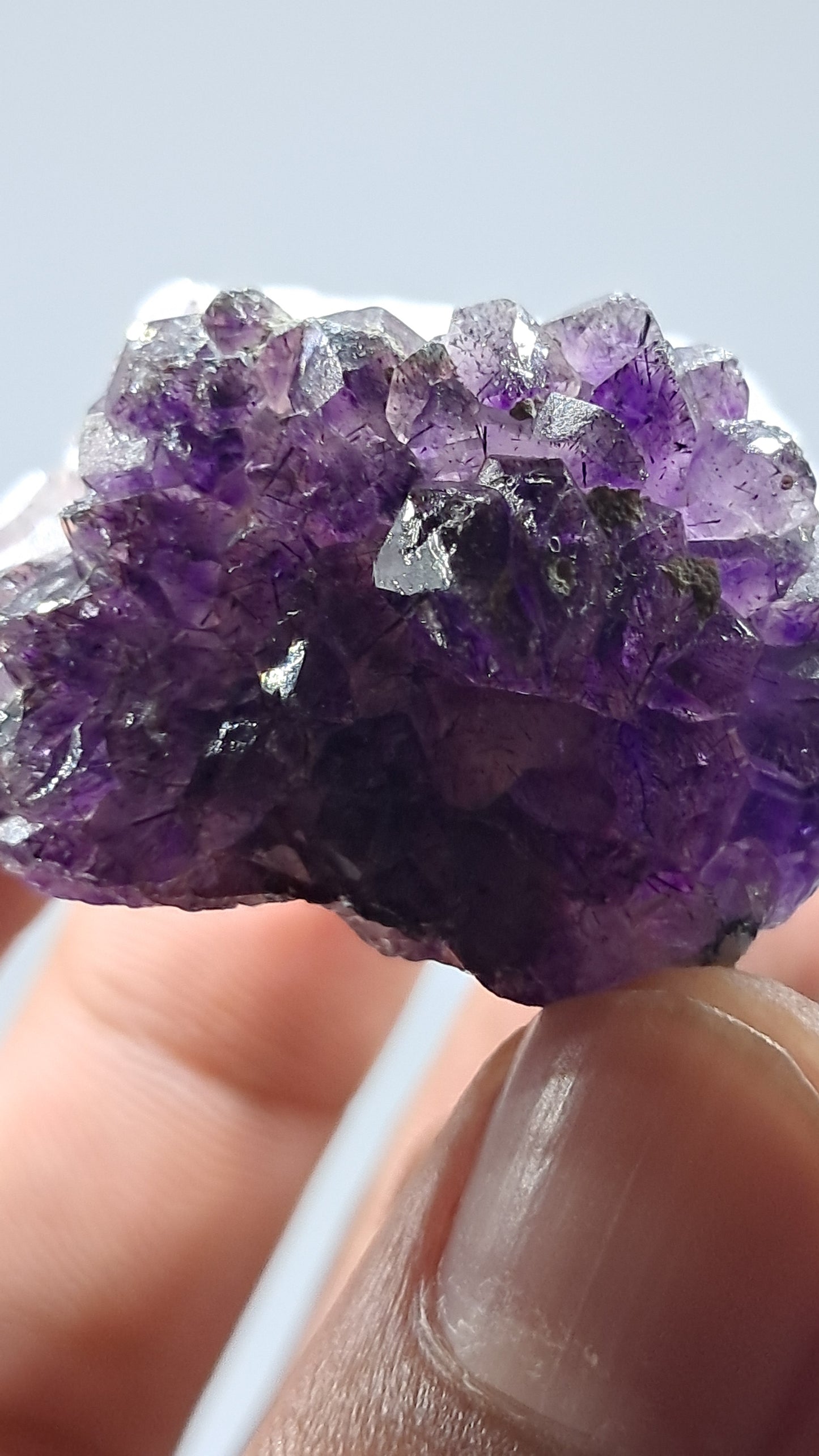 Amatista Elestial Morada Profunda | Inclusiones de Hematita Goethita Rutilo | Cristal Natural | Muestra Mineral #KA197