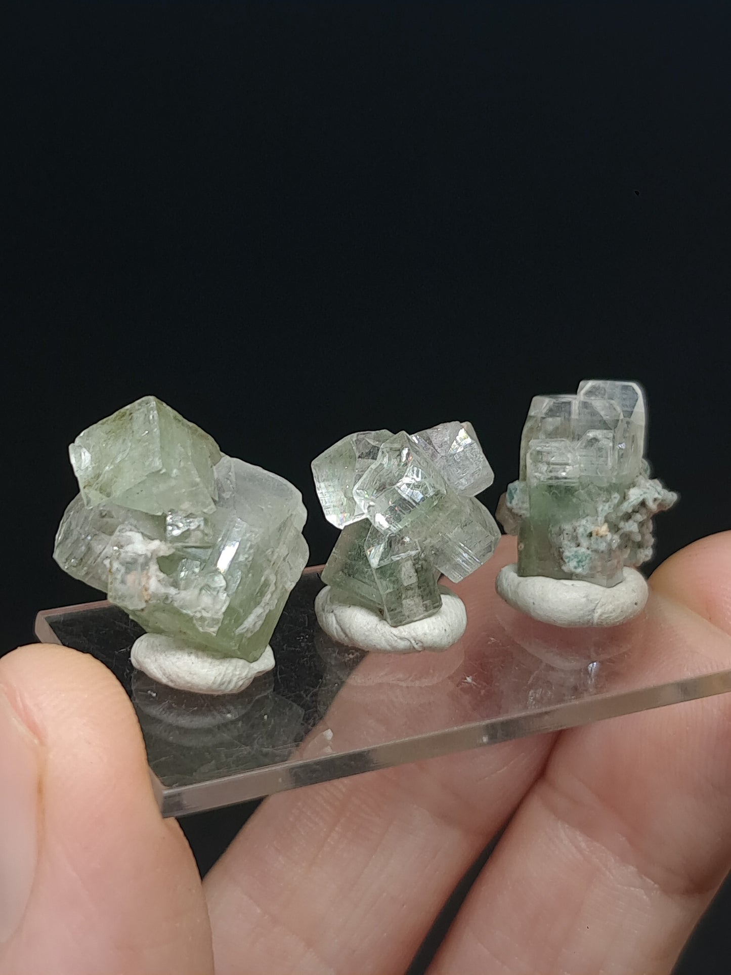 Set of 3 Small Green Apophyllites (Fluorapophyllites) (Ajanta) Rough Natural Crystals | Mineral Specimens #GA54